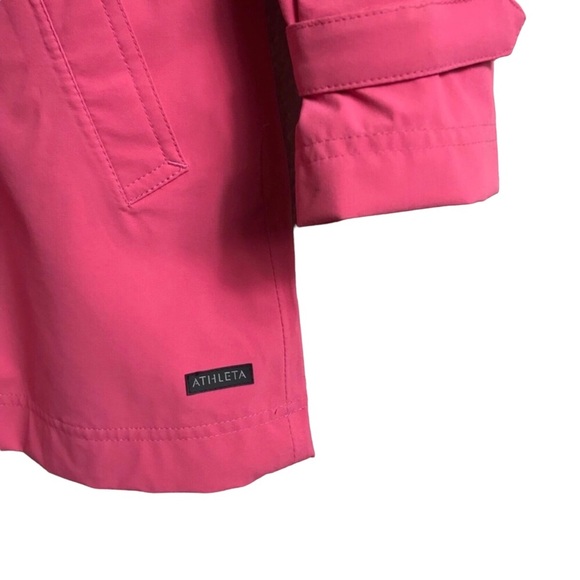 Athleta Pink Berry Full Zip Cinch Waist Trench Coat Small - Picture 3 of 8
